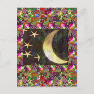 Postal Luna y Estrellas : Elegante telón de fondo nocturn