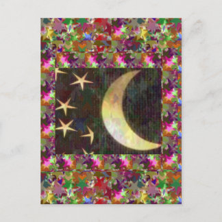 Postal Luna y Estrellas : Elegante telón de fondo nocturn