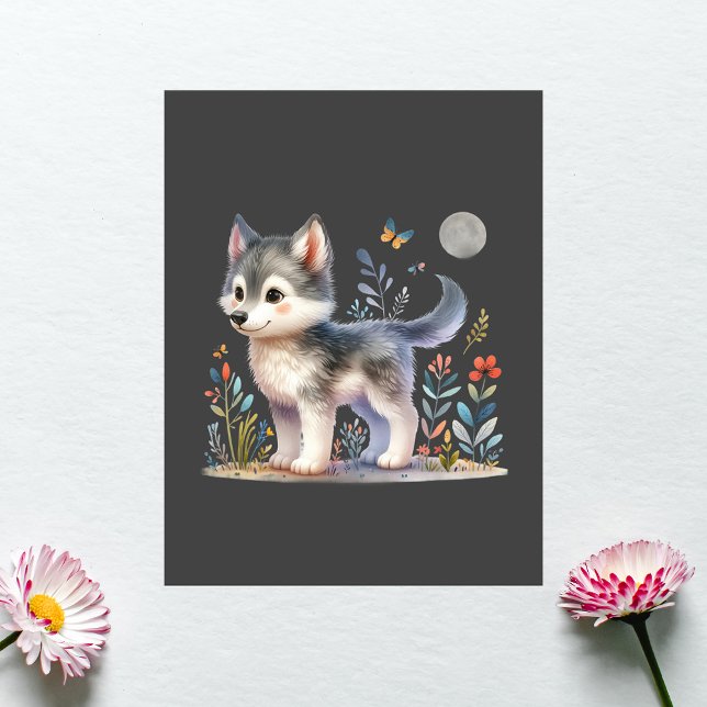 Postal Lunar- Baby Wolf Postcard (Subido por el creador)