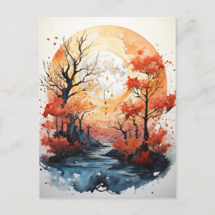 Postal lunar completa de otoño