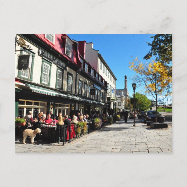 Postal Lunch Vieux Quebec City Street Canada Postcard (Anverso)