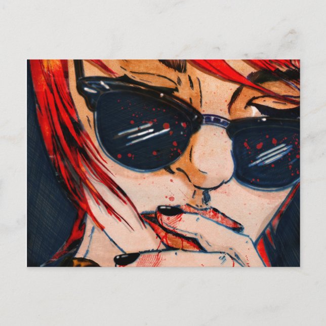 Postal Lunettes Noires (Anverso)