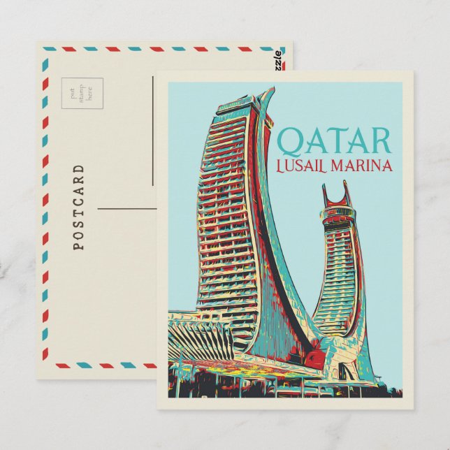 Postal Lusail Marina construye el ilustracion Qatar Postc (Anverso / Reverso)