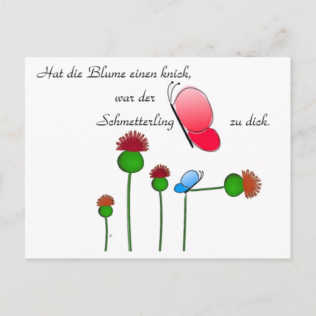Postal Lustger Spruch "Schmetterling" (Anverso)