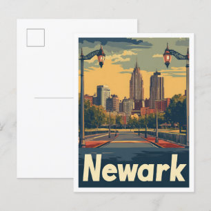 Postal Lustración de viaje vintage de arte de Nueva Jerse