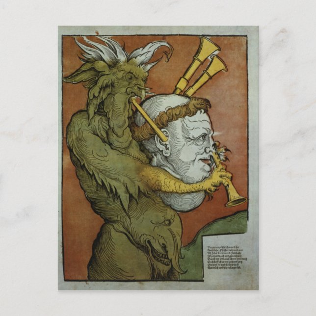 Postal Luther como las gaitas del diablo, c.1535 (Anverso)