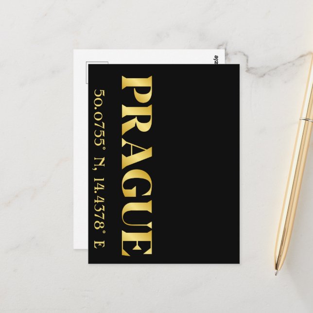 Postal Lux Gold Prague Latitude y Longitud (Anverso/Reverso In Situ)