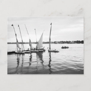 Postal Luxor Egipto, Feluccas en el Nilo