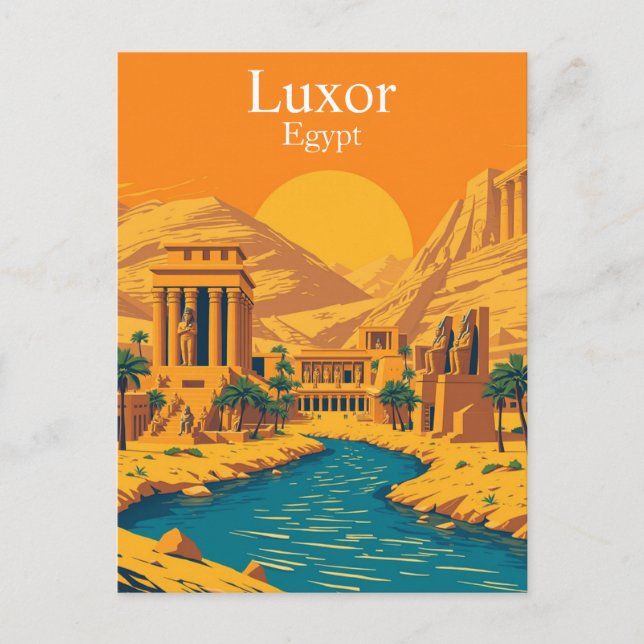 Postal Luxor, Egipto Viajes Vintage (Anverso)
