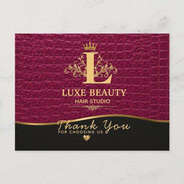 Postal Luxury Crocodile Leather Thank You Card  (Anverso)