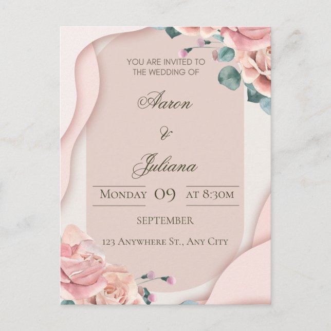 Postal Luxury Floral Wedding Invitation (Anverso)