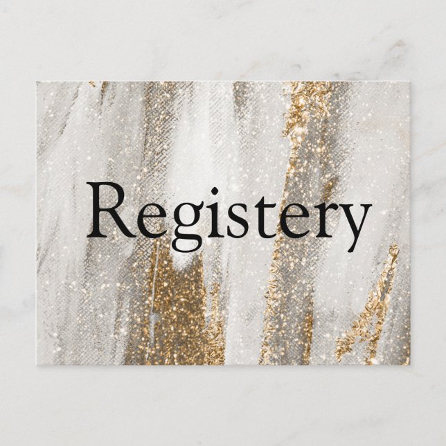 Postal Luxury Marble Gold Glitter Wedding Registery (Anverso)