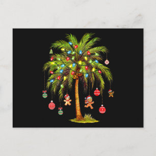 Postal Luz de árbol de palma de Navidad Hawaiano Tropical