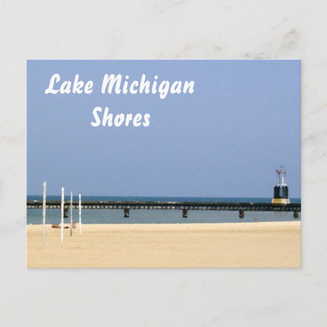 Postal Luz de baliza de Lake Michigan Shores (Anverso)