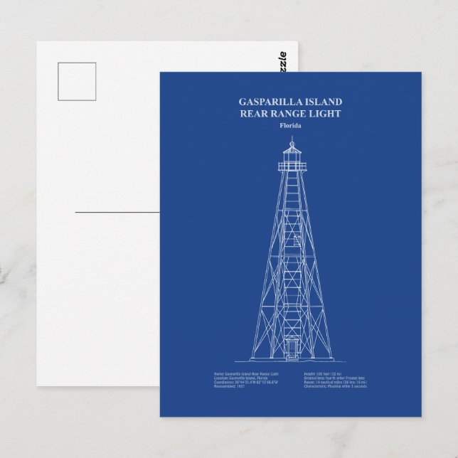 Postal Luz de la cadena trasera de la isla de Gasparilla  (Anverso / Reverso)