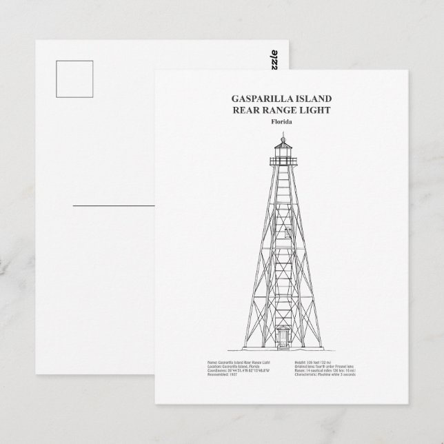 Postal Luz de la cadena trasera de la isla Gasparilla - F (Anverso / Reverso)