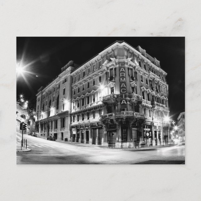 Postal Luz de la ciudad y edificios nocturnos (Anverso)