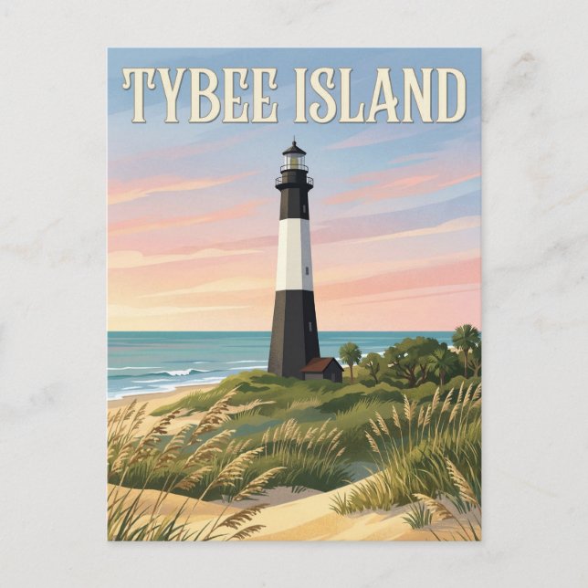 Postal Luz de la Isla Tybee (Anverso)