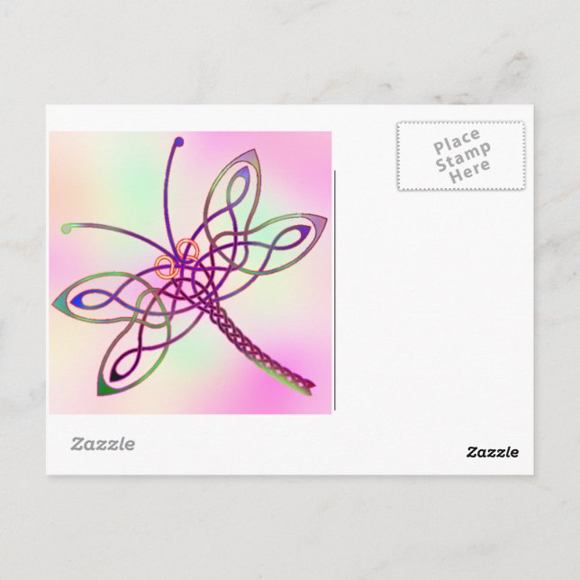 Postal Luz de la libélula celta (Reverso)