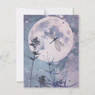 Postal Luz de la luna y libélulas
