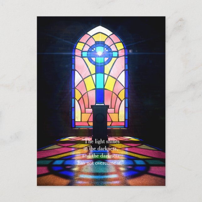 Postal Luz De La Ventana De Vidrio Manchado A Través De U (Anverso)