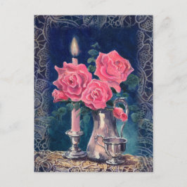 Postal LUZ DE LAS VELAS Y ROSAS por SHARON SHARPE