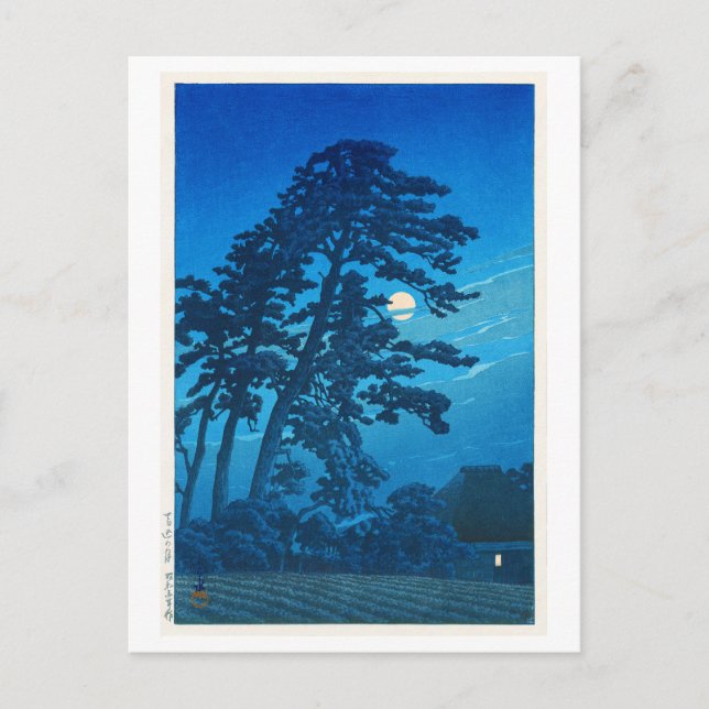 Postal Luz de luna en Magome, Hasui Kawase, Woodcut (Anverso)