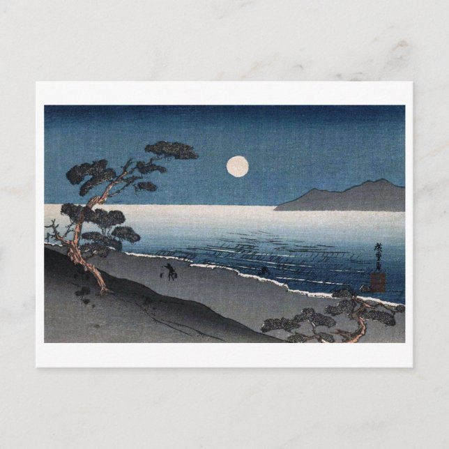 Postal Luz de luna y costa solitaria, Hiroshige, Ukiyo-e (Anverso)