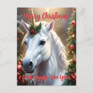 Postal Luz de nieve: Unicornio, el Navidad encantado