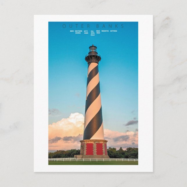 Postal Luz del Cabo Hatteras. (Anverso)