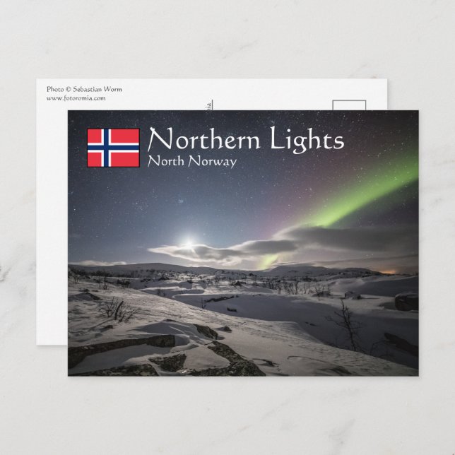 Postal Luz del Norte Noruega (Anverso / Reverso)