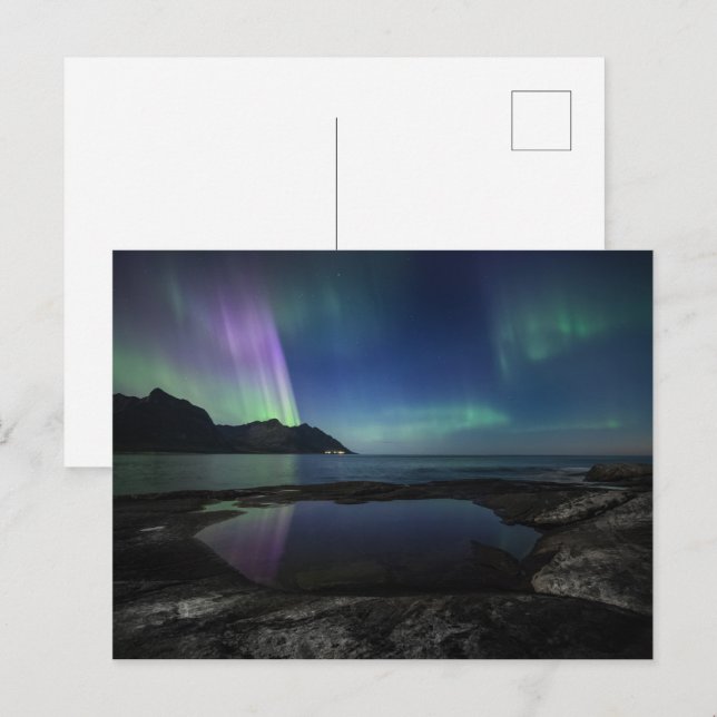 Postal Luz del Norte Noruega (Anverso / Reverso)