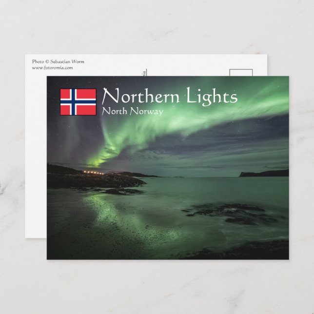 Postal Luz del Norte Noruega (Anverso / Reverso)