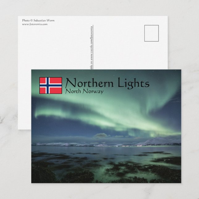 Postal Luz del Norte Noruega (Anverso / Reverso)