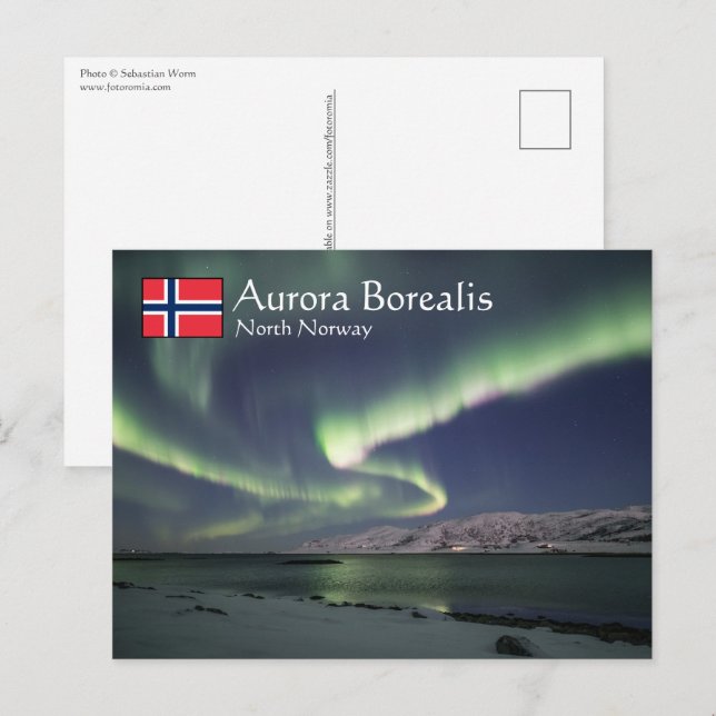 Postal Luz del Norte Noruega (Anverso / Reverso)