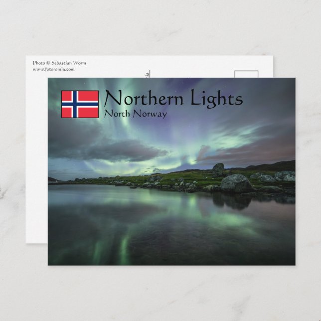 Postal Luz del Norte Noruega (Anverso / Reverso)