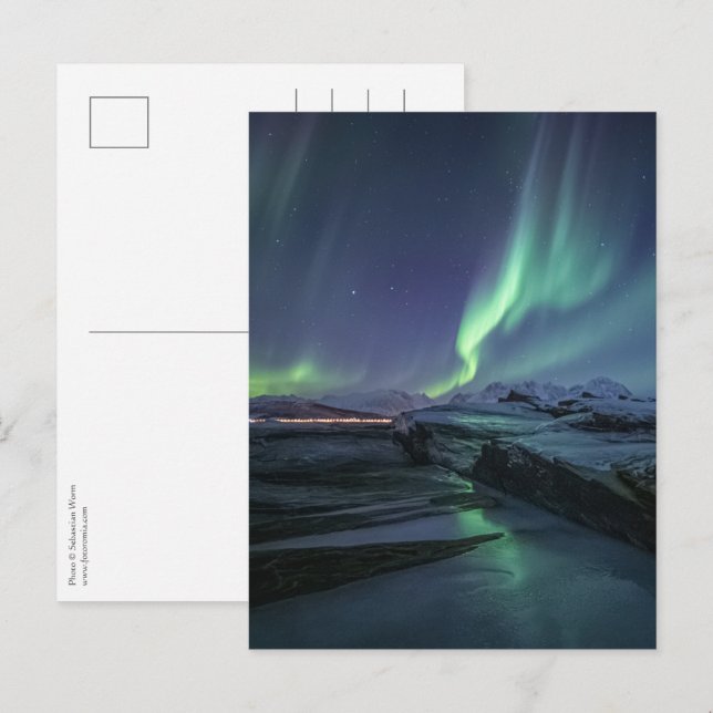 Postal Luz del Norte Noruega (Anverso / Reverso)
