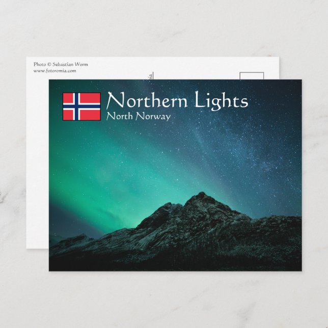 Postal Luz del Norte Noruega (Anverso / Reverso)