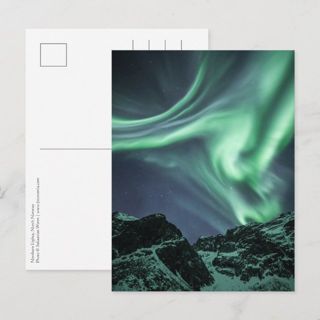 Postal Luz del Norte Noruega (Anverso / Reverso)