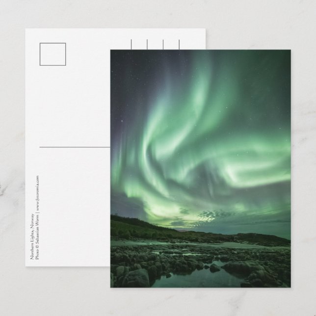 Postal Luz del Norte Noruega (Anverso / Reverso)