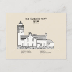 Postal Luz del punto Mackinac antiguo - Michigan - SBD