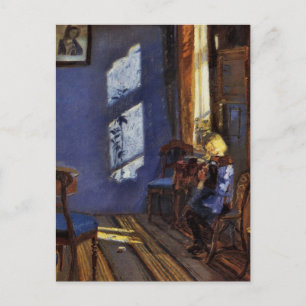 Postal Luz del sol en la habitación azul arte de Anna Anc