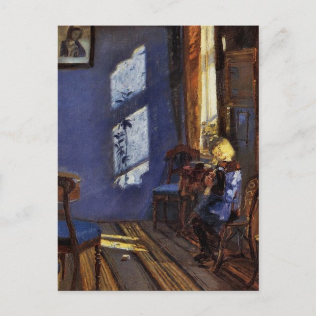 Postal Luz del sol en la habitación azul arte de Anna Anc (Anverso)