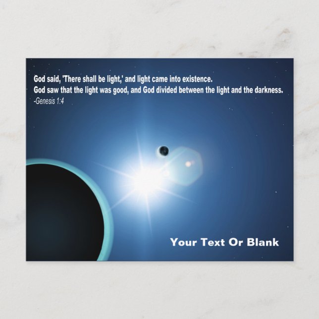 Postal Luz desde la oscuridad - Génesis 1:4 (Anverso)