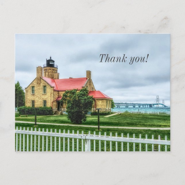 Postal Luz y puente de Mackinac, gracias (Anverso)