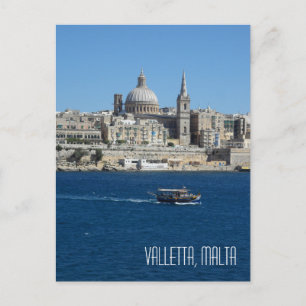 Postal Luzzu Pescador Barco Valletta Skyline Harbour Malt