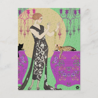 Postal Lydia y Bengala en Fuchsia y Green