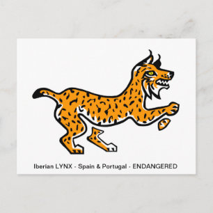 Postal LYNX ibérico dibujado a mano - Conservación - Ecol