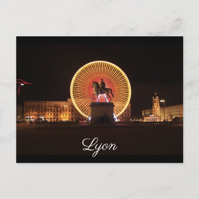 Postal Lyon Bellecour nuit (Anverso)