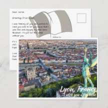 Lyon France con Angel Postcard